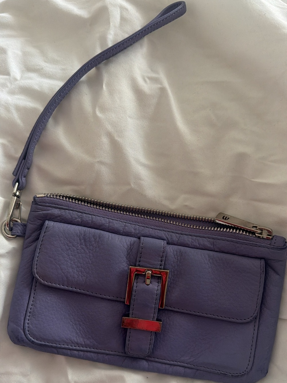 Express Lavender Leather Wristlet Clutch with Front Buckle